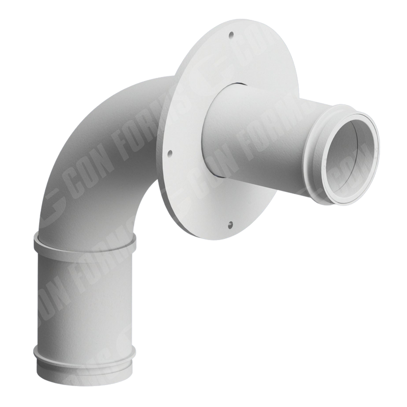 CCI-Lined Boom Elbow – CCI-Lined Boom Elbow | ID: DN125/4.8″ | BA: 90.00° | Metric | Tan: 16.1″ / 8.3″ | w/ Plate