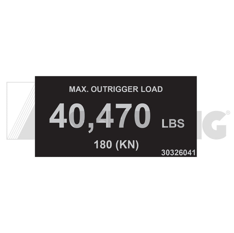 Decal - Outrigger Load 40,470 Lbs | Weight: 1 lbs | Brand: SCHWING
