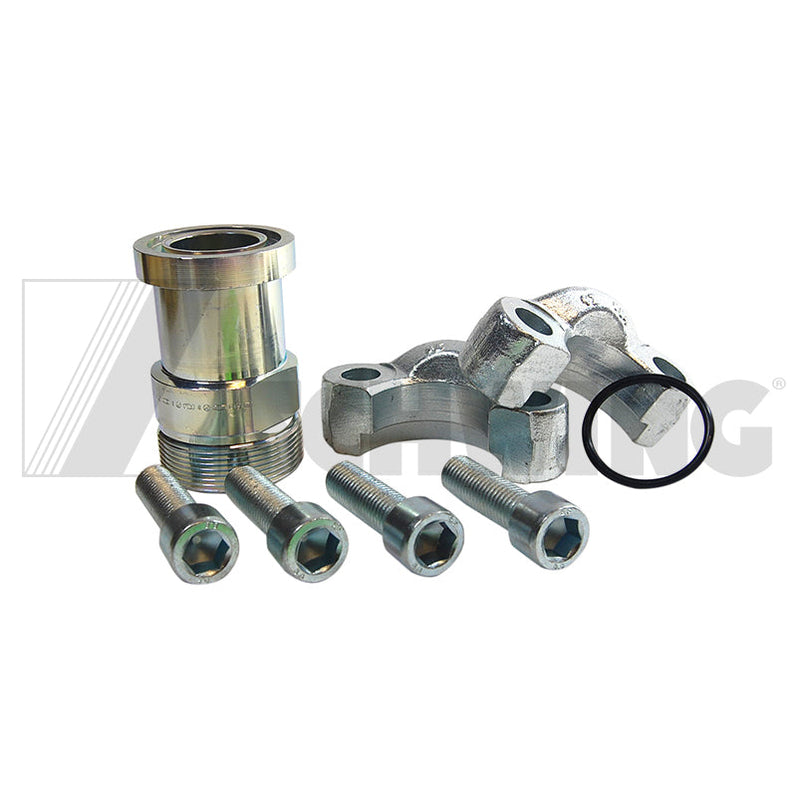 Fitting - Hyd, Connector 1 1/4" W/Flange | Weight: 6 lbs | Dimensions: 130 X 125 X 65 MM | Brand: SCHWING