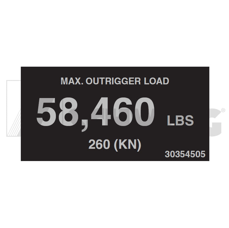 Decal - Outrigger Load 58,460 Lbs | Weight: 1 lbs | Brand: SCHWING