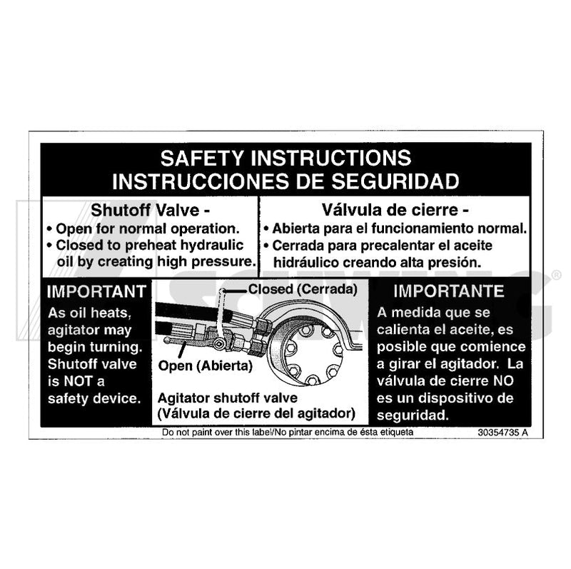 Decal - Instructions, Agitator Shut Off | Weight: 2 lbs | Brand: SCHWING