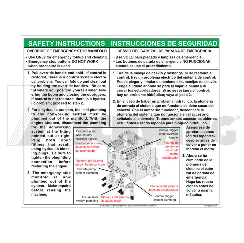 Decal - Estop Manifold, Bypass Instructi | Weight: 1 lbs | Brand: SCHWING